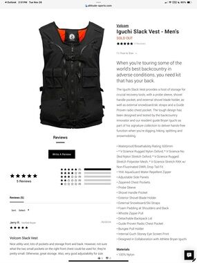 Volcom Men's Black Vest with Orange Lining